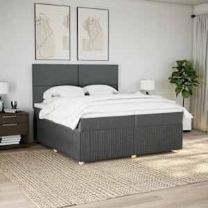 Box spring postel s matrací tmavě šedá 200x200 cm textil - obrázek 3