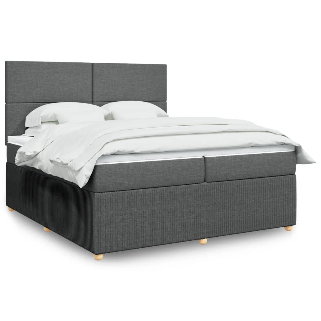 vidaXL Boxspringbett mit Matratze Dunkelgrau 200x200 cm Stoff