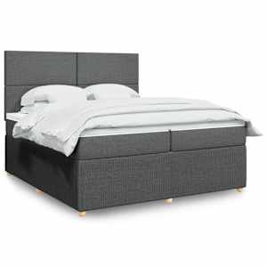 Box spring postel s matrací tmavě šedá 200x200 cm textil - obrázek 1
