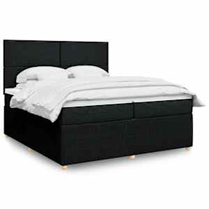 Box spring postel s matrací černá 200x200 cm textil - obrázek 1