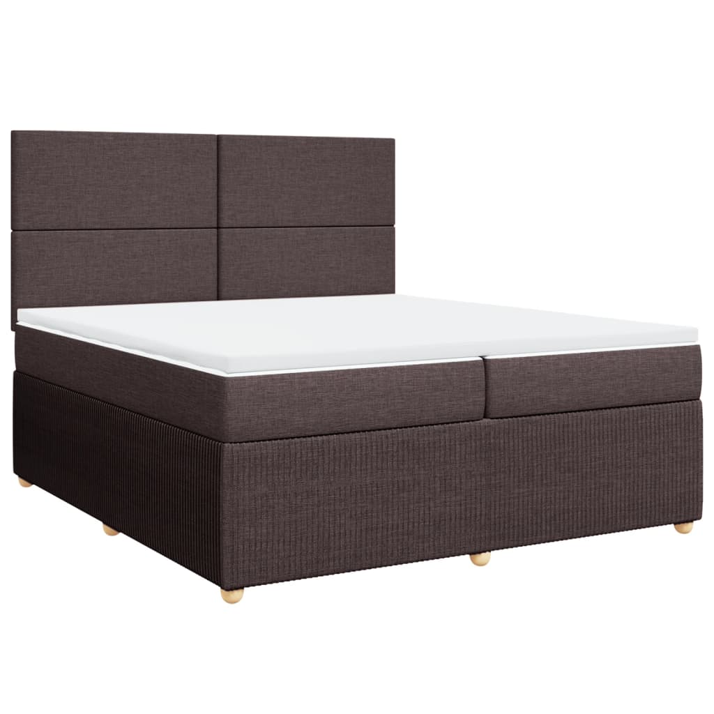 vidaXL Box spring postelja z vzmetnico temno rjav 200x200 cm blago