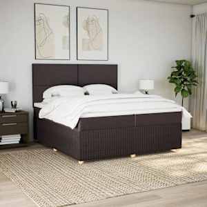 Box spring postel s matrací tmavě hnědá 200x200 cm textil - obrázek 3
