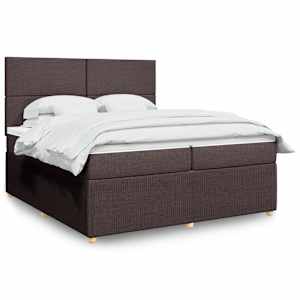 Box spring postel s matrací tmavě hnědá 200x200 cm textil - obrázek 1