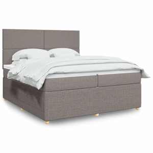 Box spring postelja z vzmetnico taupe 200x200 cm blago