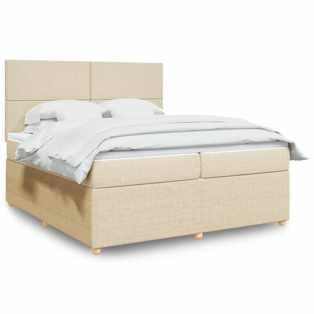 Boxspringbett mit Matratze Creme 200×200 cm Stoff