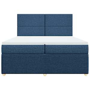 Box spring postel s matrací modrá 200x200 cm textil - obrázek 4