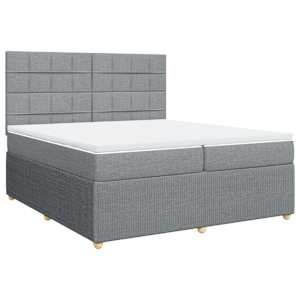 Box spring postel s matrací světle šedá 200 x 200 cm textil - obrázek 2