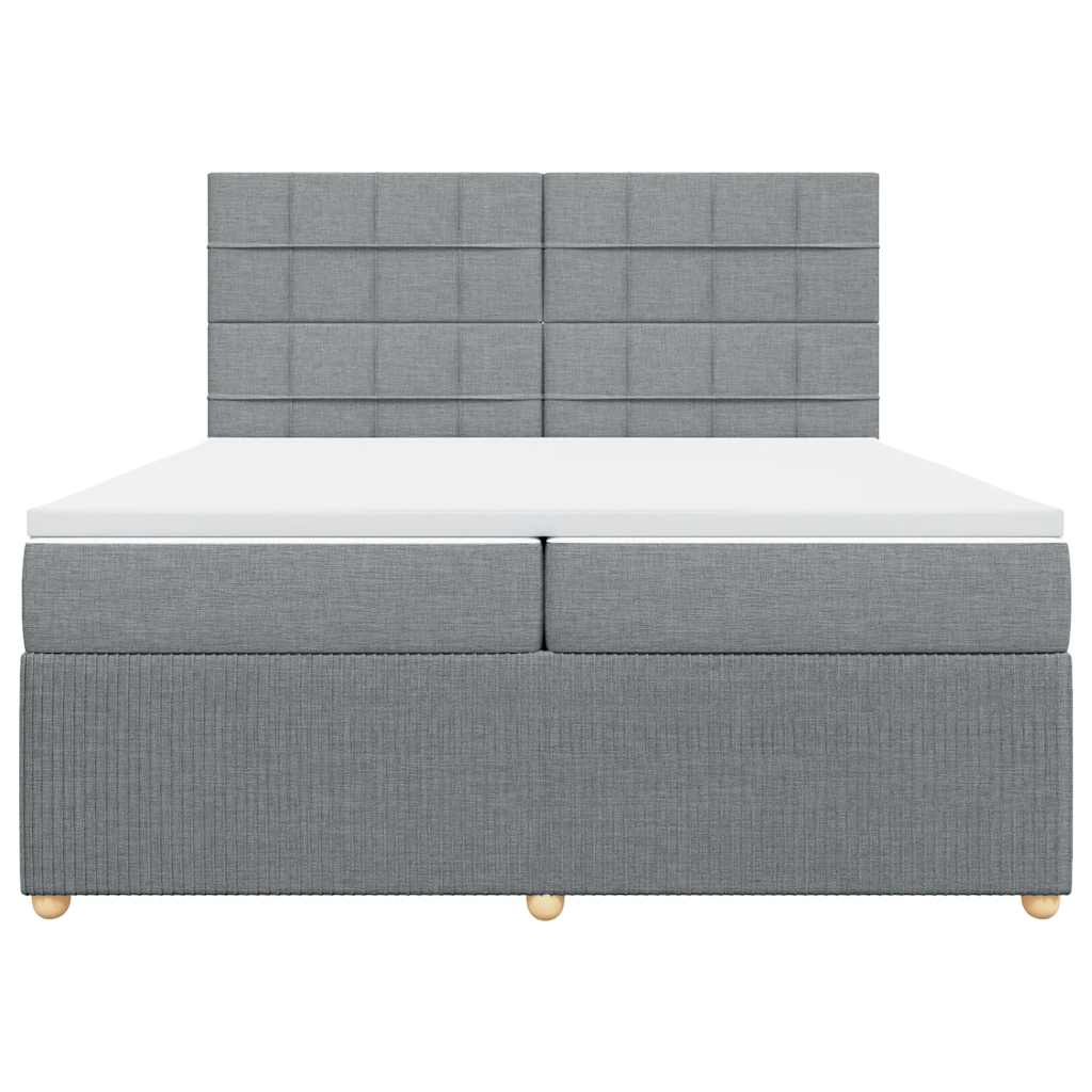vidaXL Boxspring met matras stof lichtgrijs 200x200 cm grijs, foto 4