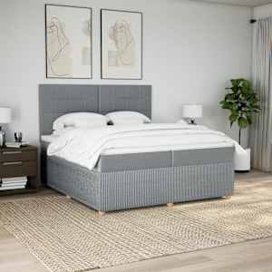 Box spring postel s matrací světle šedá 200 x 200 cm textil - obrázek 3