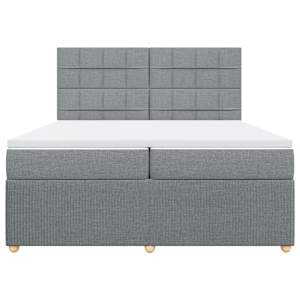 Box spring postel s matrací světle šedá 200 x 200 cm textil - obrázek 4