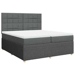 Box spring postel s matrací tmavě šedá 200x200 cm textil - obrázek 2