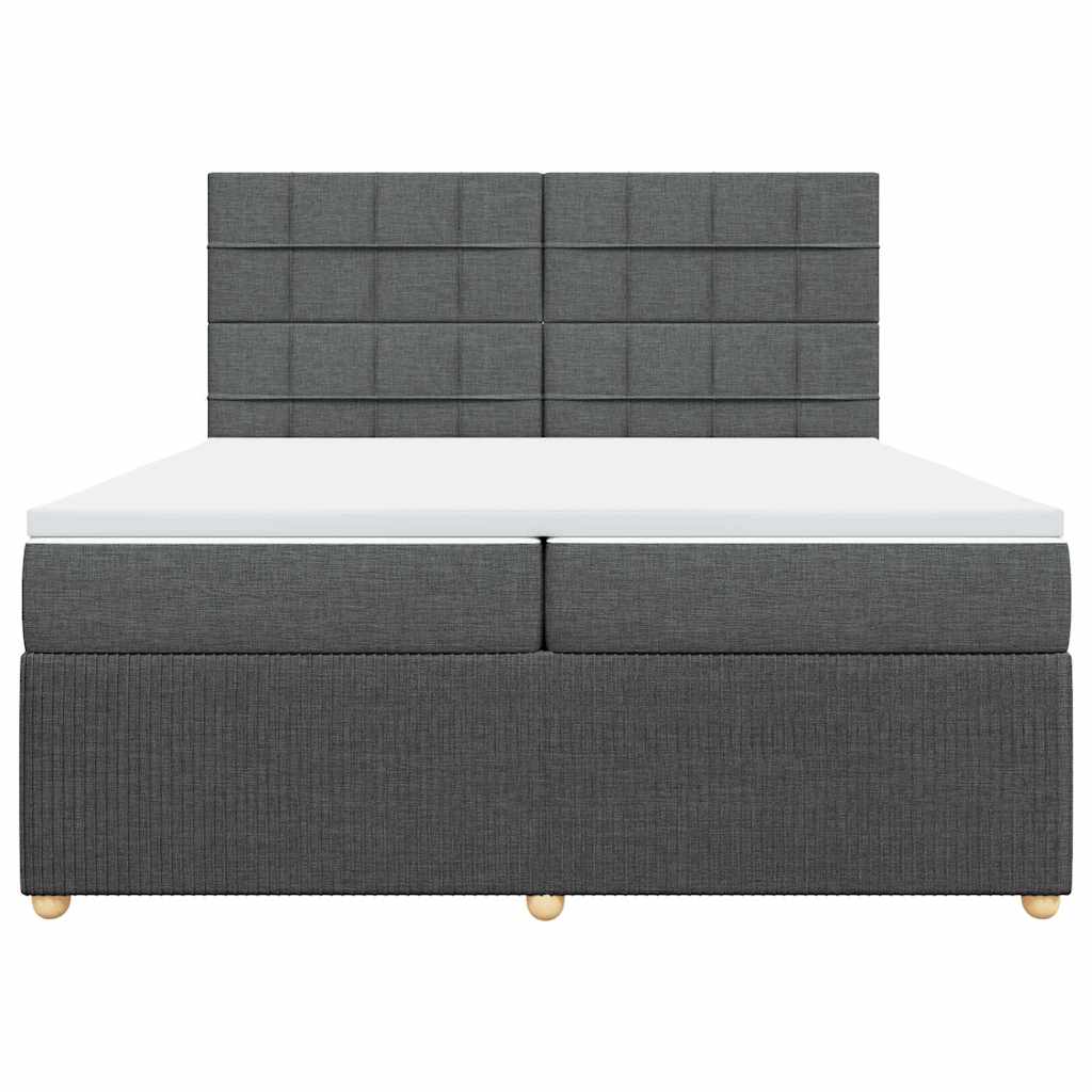 vidaXL Boxspring met matras stof donkergrijs 200x200 cm grijs, foto 4