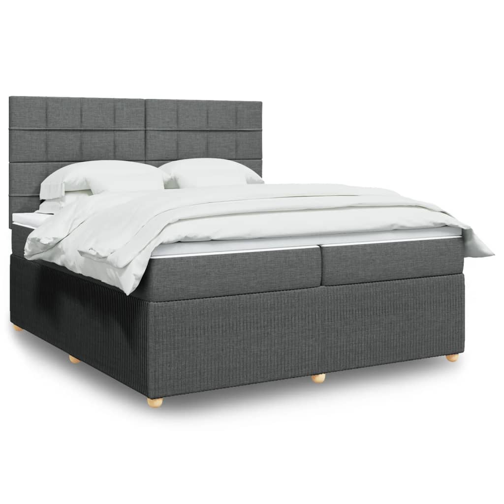 vidaXL Boxspringbett mit Matratze Dunkelgrau 200x200 cm Stoff