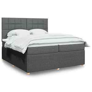 Box spring postel s matrací tmavě šedá 200x200 cm textil - obrázek 1