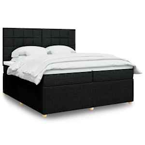 Box spring postel s matrací černá 200x200 cm textil - obrázek 1