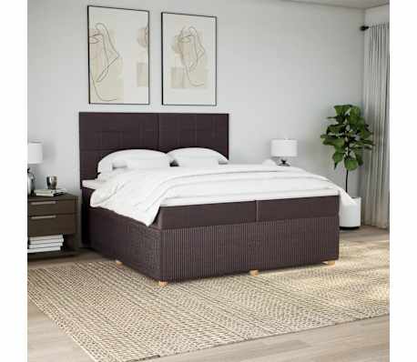 vidaXL Sommier &agrave; lattes de lit avec matelas Marron fonc&eacute; 200x200 cm