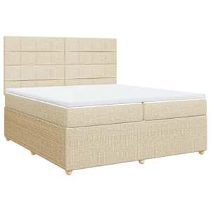 Box spring postel s matrací krémová 200x200 cm textil - obrázek 2