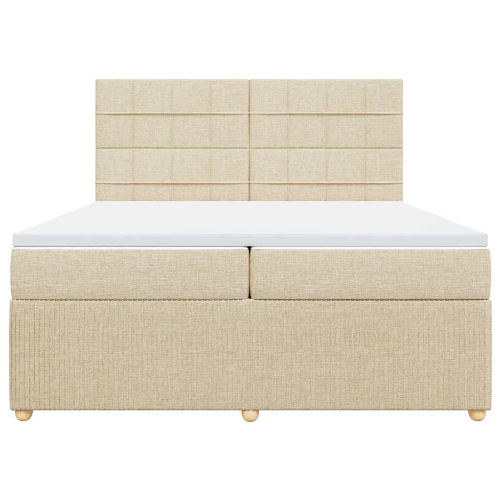 vidaXL Boxspring met matras stof crèmekleurig 200x200 cm, foto 4