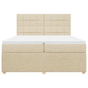 Box spring postel s matrací krémová 200x200 cm textil - obrázek 4