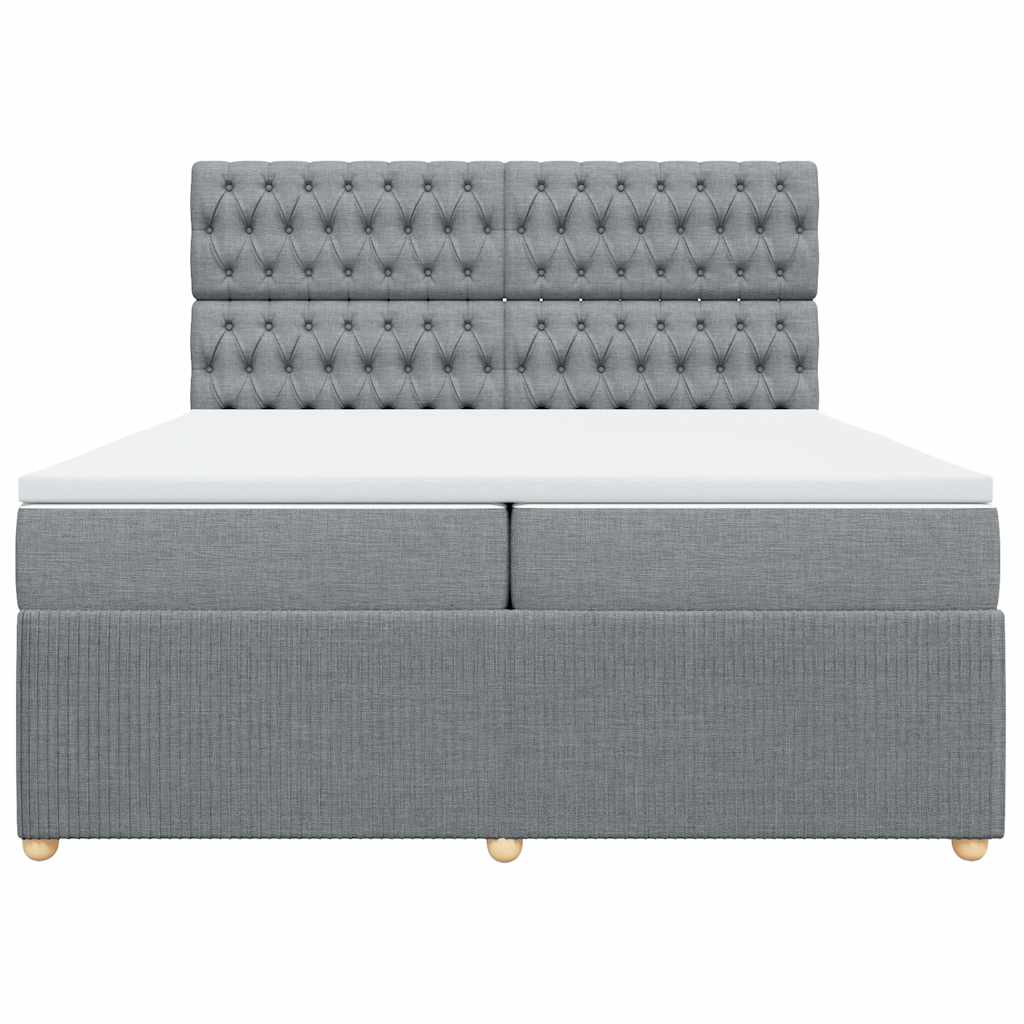 vidaXL Boxspring met matras stof lichtgrijs 200x200 cm grijs, foto 4