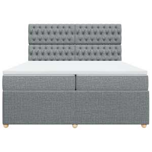 Box spring postel s matrací světle šedá 200 x 200 cm textil - obrázek 4
