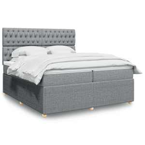 Box spring postel s matrací světle šedá 200 x 200 cm textil - obrázek 1