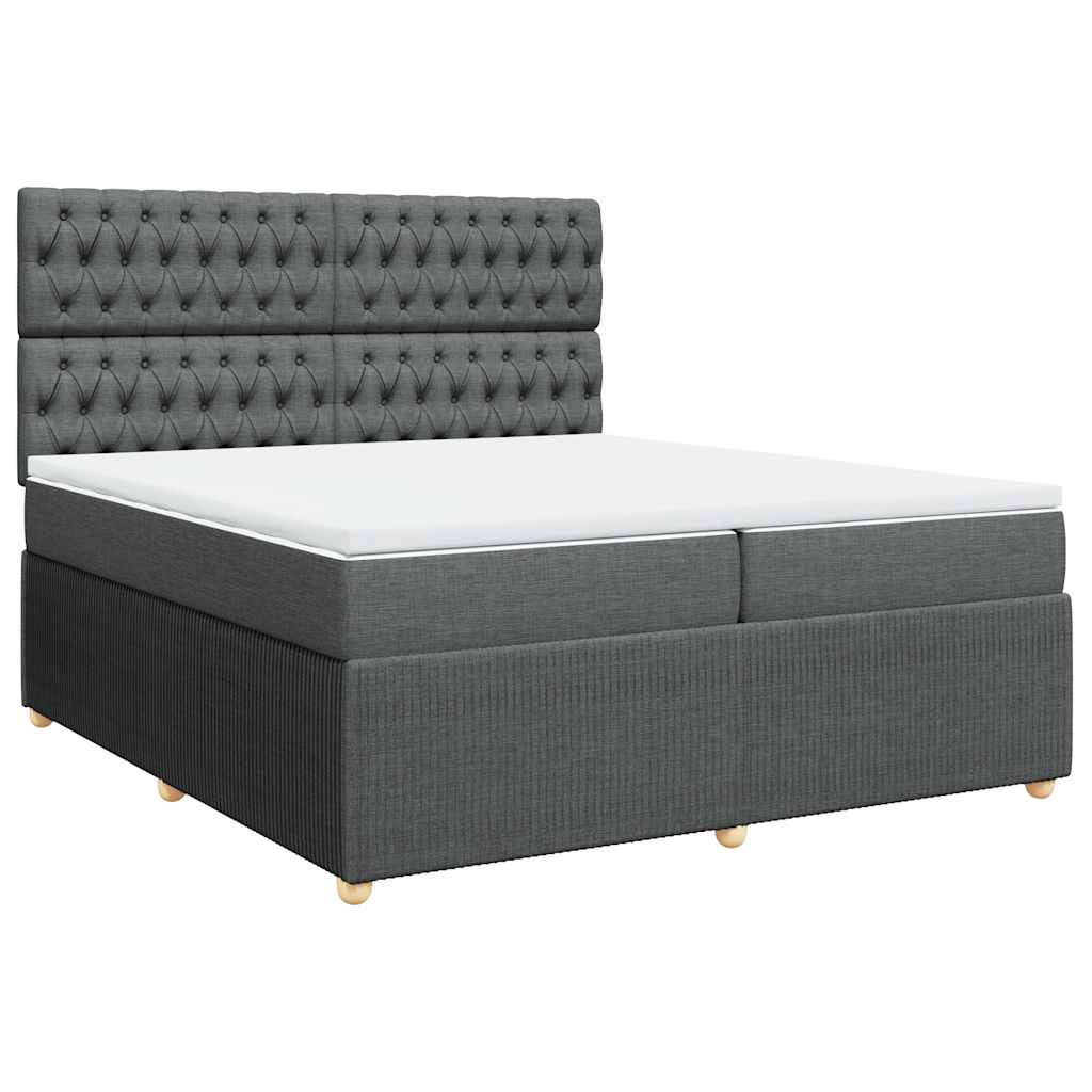 vidaXL Boxspring met matras stof donkergrijs 200x200 cm grijs, foto 3