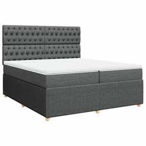 Box spring postel s matrací tmavě šedá 200x200 cm textil - obrázek 2