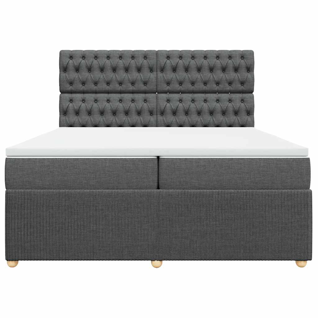 vidaXL Boxspring met matras stof donkergrijs 200x200 cm grijs, foto 4