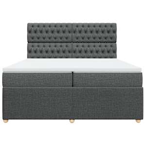 Box spring postel s matrací tmavě šedá 200x200 cm textil - obrázek 4