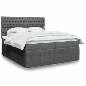 Box spring postel s matrací tmavě šedá 200x200 cm textil - obrázek 1