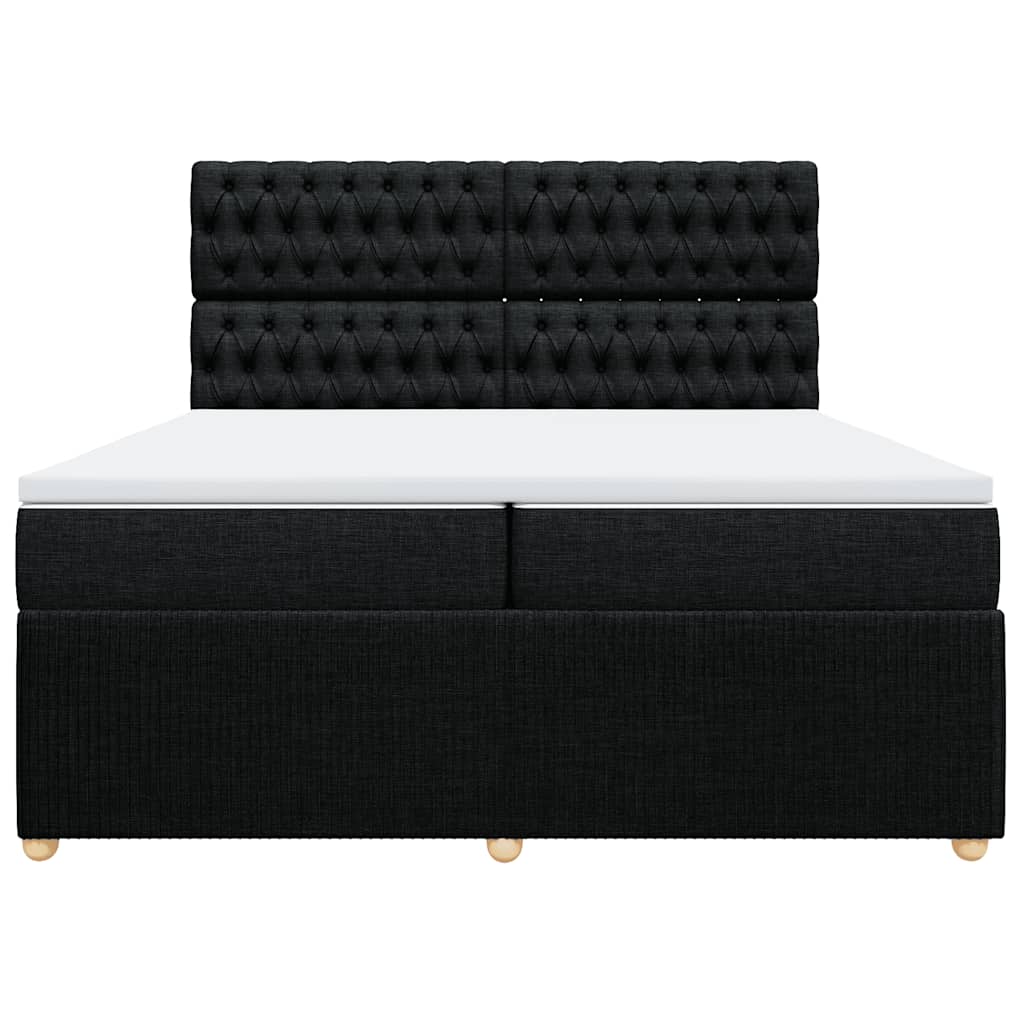 vidaXL Boxspring met matras stof zwart 200x200 cm, foto 4
