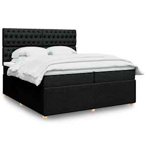Box spring postel s matrací černá 200x200 cm textil - obrázek 1