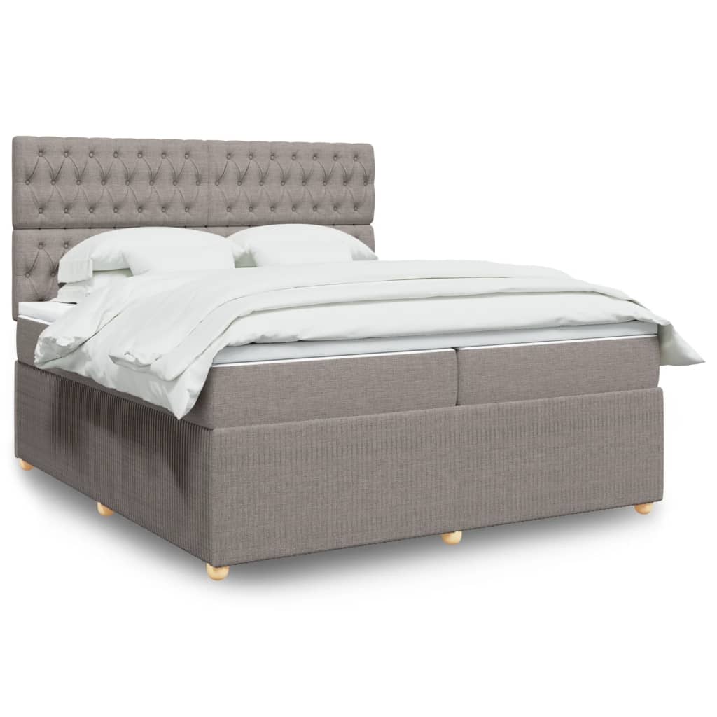 vidaXL Boxspringbett mit Matratze Taupe 200x200 cm Stoff