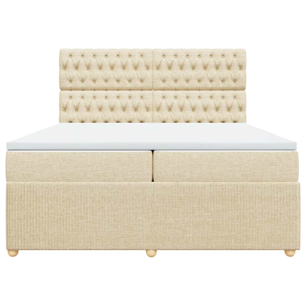 vidaXL Boxspring met matras stof crèmekleurig 200x200 cm, foto 4