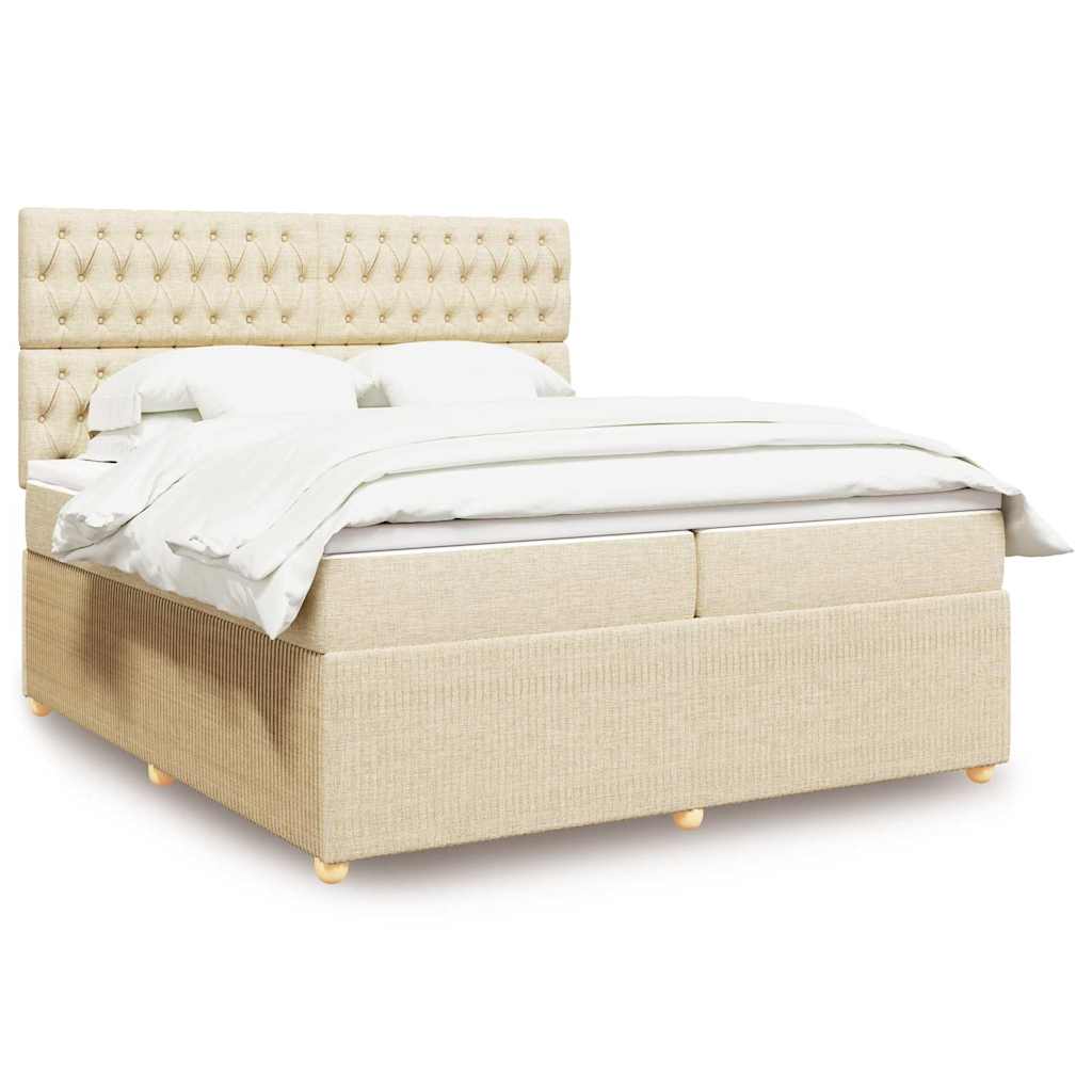 Kontinentalseng 200 x 200 cm med madrasser og topmadras - cremefarvet
