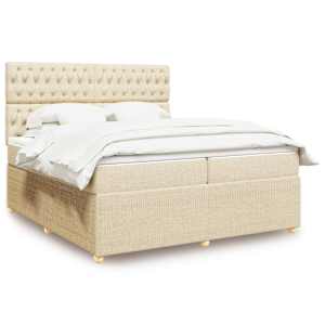 Box spring postelja z vzmetnico krem 200x200 cm blago