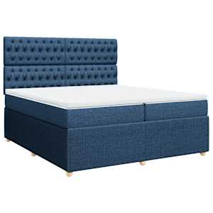 Box spring postel s matrací modrá 200x200 cm textil - obrázek 2