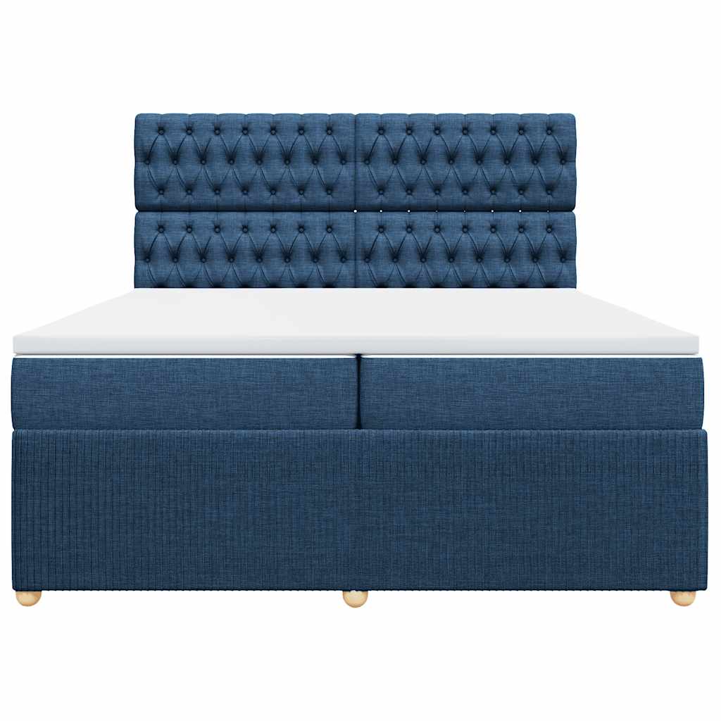 vidaXL Boxspring met matras stof blauw 200x200 cm, foto 4