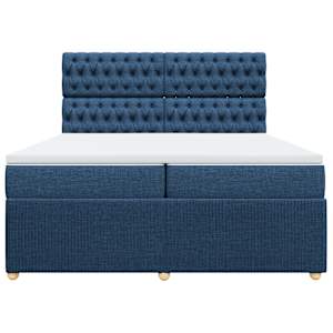 Box spring postel s matrací modrá 200x200 cm textil - obrázek 4