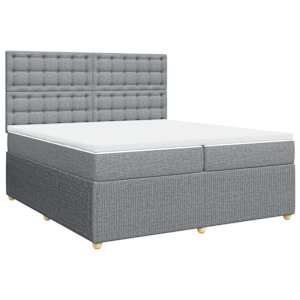 Box spring postel s matrací světle šedá 200 x 200 cm textil - obrázek 2