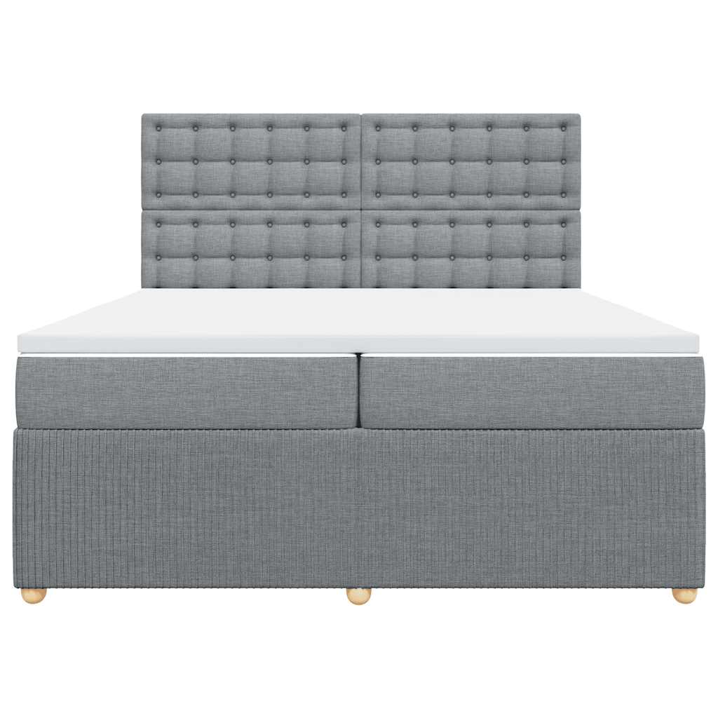 vidaXL Boxspring met matras stof lichtgrijs 200x200 cm grijs, foto 4
