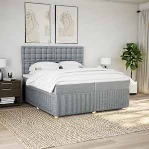 Box spring postel s matrací světle šedá 200 x 200 cm textil - obrázek 3