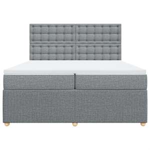Box spring postel s matrací světle šedá 200 x 200 cm textil - obrázek 4