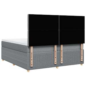 Box spring postel s matrací světle šedá 200 x 200 cm textil - obrázek 6