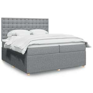 Box spring postel s matrací světle šedá 200 x 200 cm textil - obrázek 1