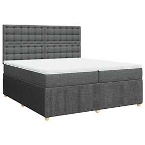 Box spring postel s matrací tmavě šedá 200x200 cm textil - obrázek 2