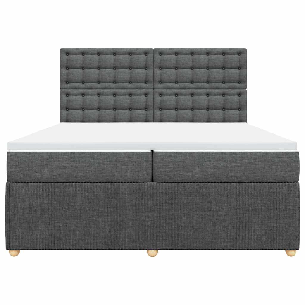 vidaXL Boxspring met matras stof donkergrijs 200x200 cm grijs, foto 4