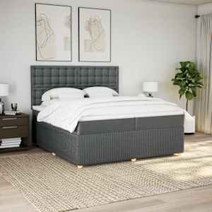 Box spring postel s matrací tmavě šedá 200x200 cm textil - obrázek 3