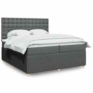 Box spring postel s matrací tmavě šedá 200x200 cm textil - obrázek 1